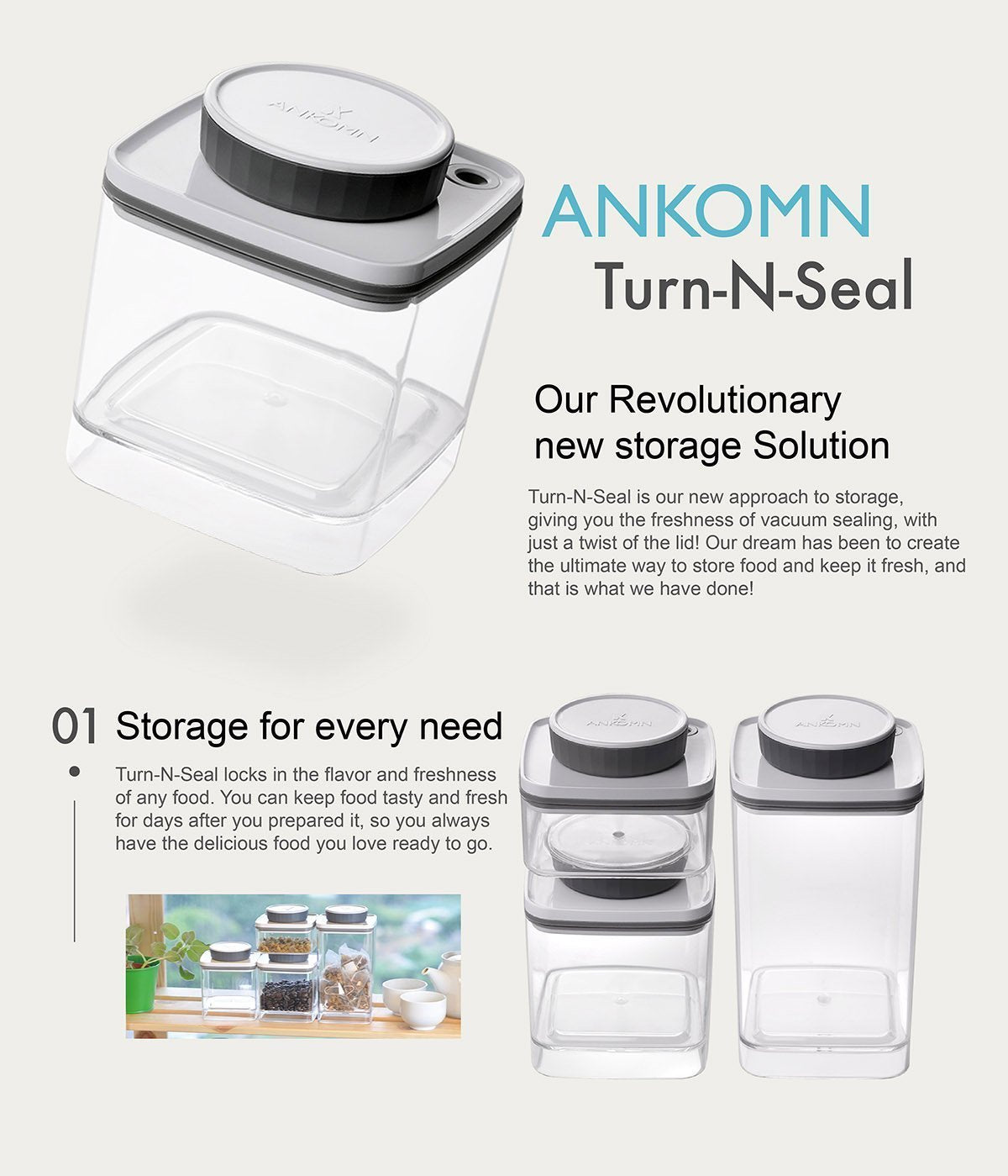 ANKOMN Turn-N-Seal Vacuum Container 0.6L - Soon Specialty Coffee - Malaysia First Direct Fire Coffee Roaster